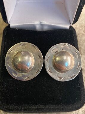 Vintage Native American Sterling Silver Dome Stud Earrings